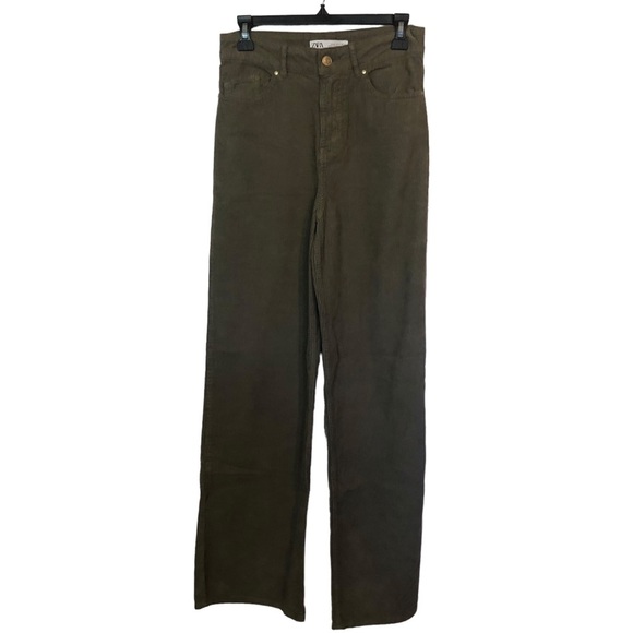 Zara green Wide Leg Cords​ - Picture 1 of 3